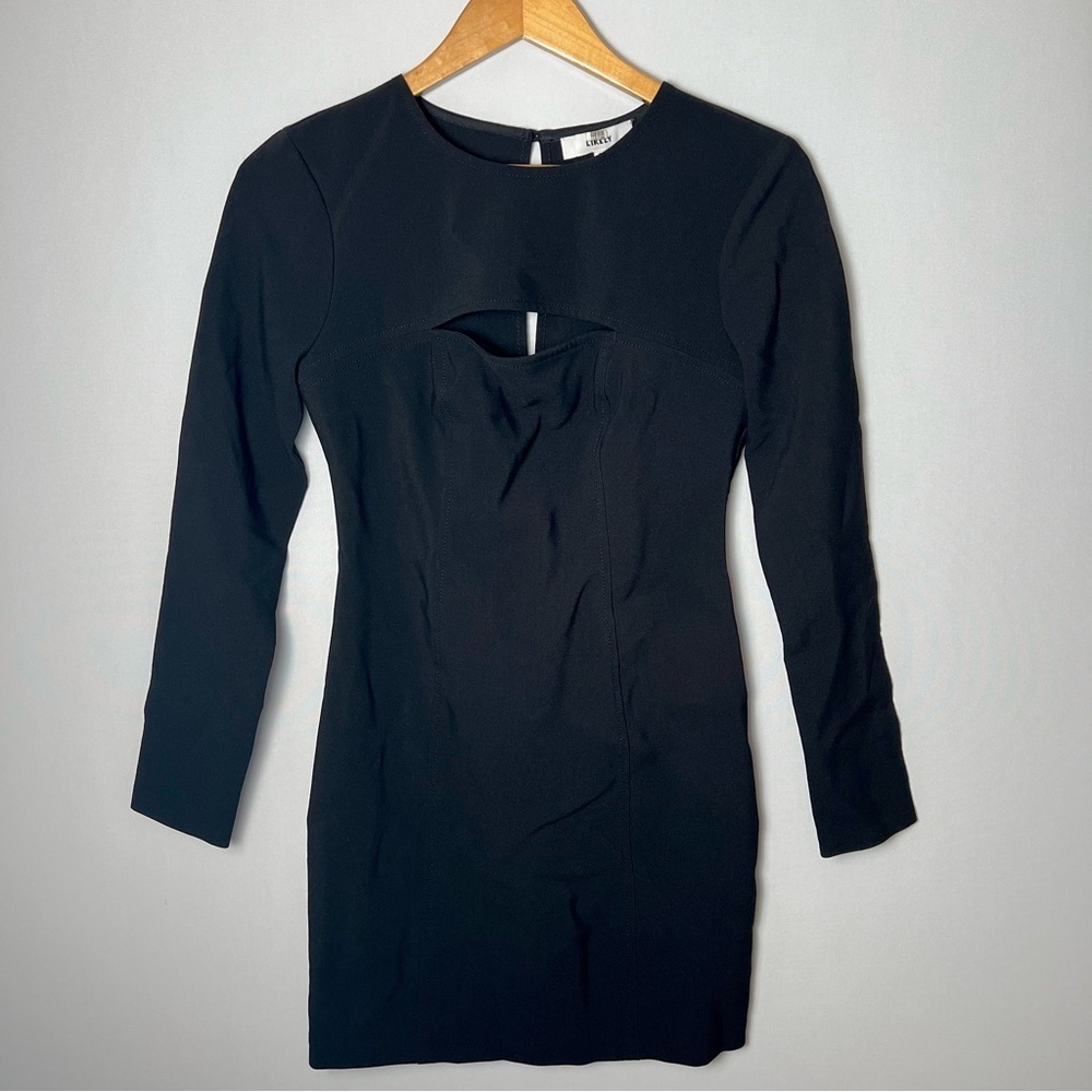 Likely Revolve Keller Black Sheath Bodycon Mini Dress Cutout Long Sleeve Size 6 - Picture 3 of 8